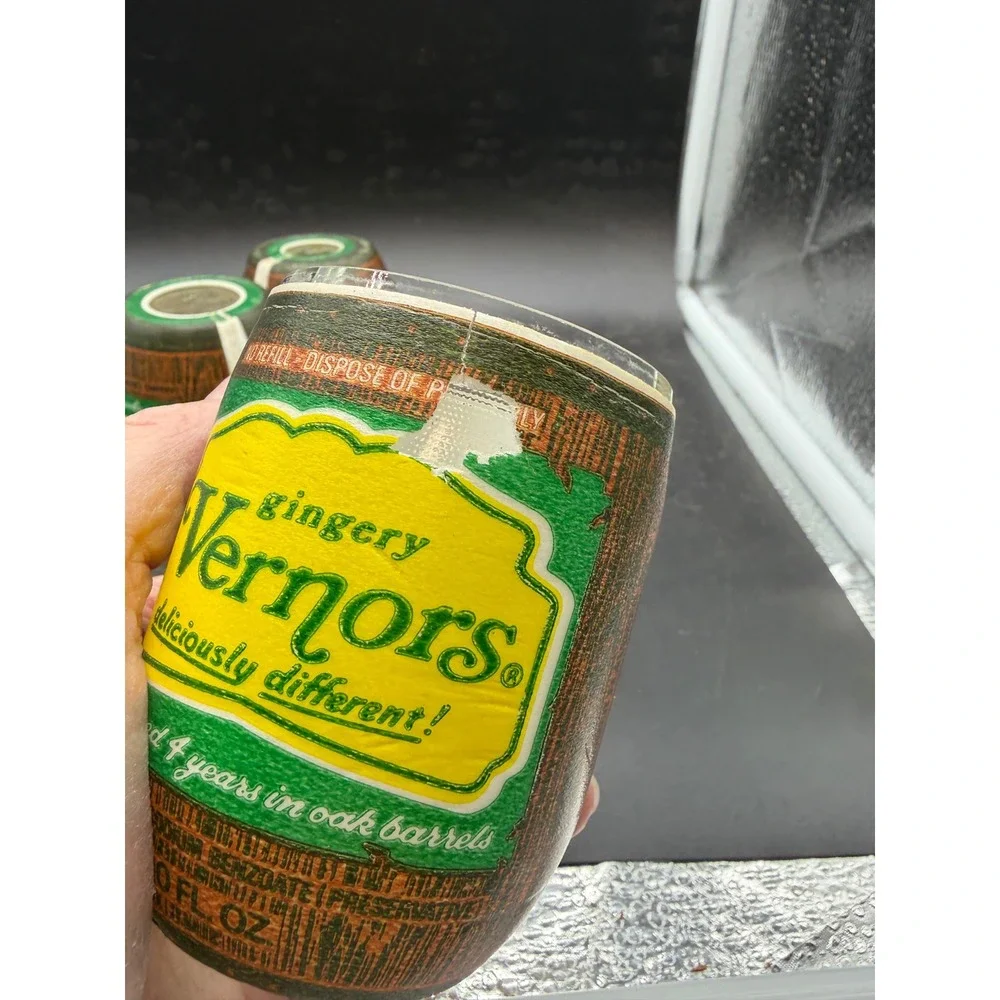 Vintage Vernors Ginger Ale Barrel Glasses 10oz Set of 5 Soda Advertising Collect